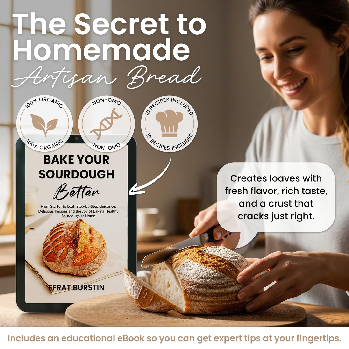 ERNEY Dehydrated Sourdough Starter for Bread Making - Perfect Rise Organic Sourdough Bread Flour with Instruction - Versatile Homemade Pastry Flour Perfect for Artisan Loaf Pizza Muffins - 1 pack