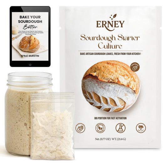 ERNEY Live Sourdough Starter for Bread Making - Perfect Rise Organic Sourdough Bread Flour with Instruction - Versatile Homemade Pastry Flour Perfect for Artisan Loaf Pizza Muffins - 1 pack