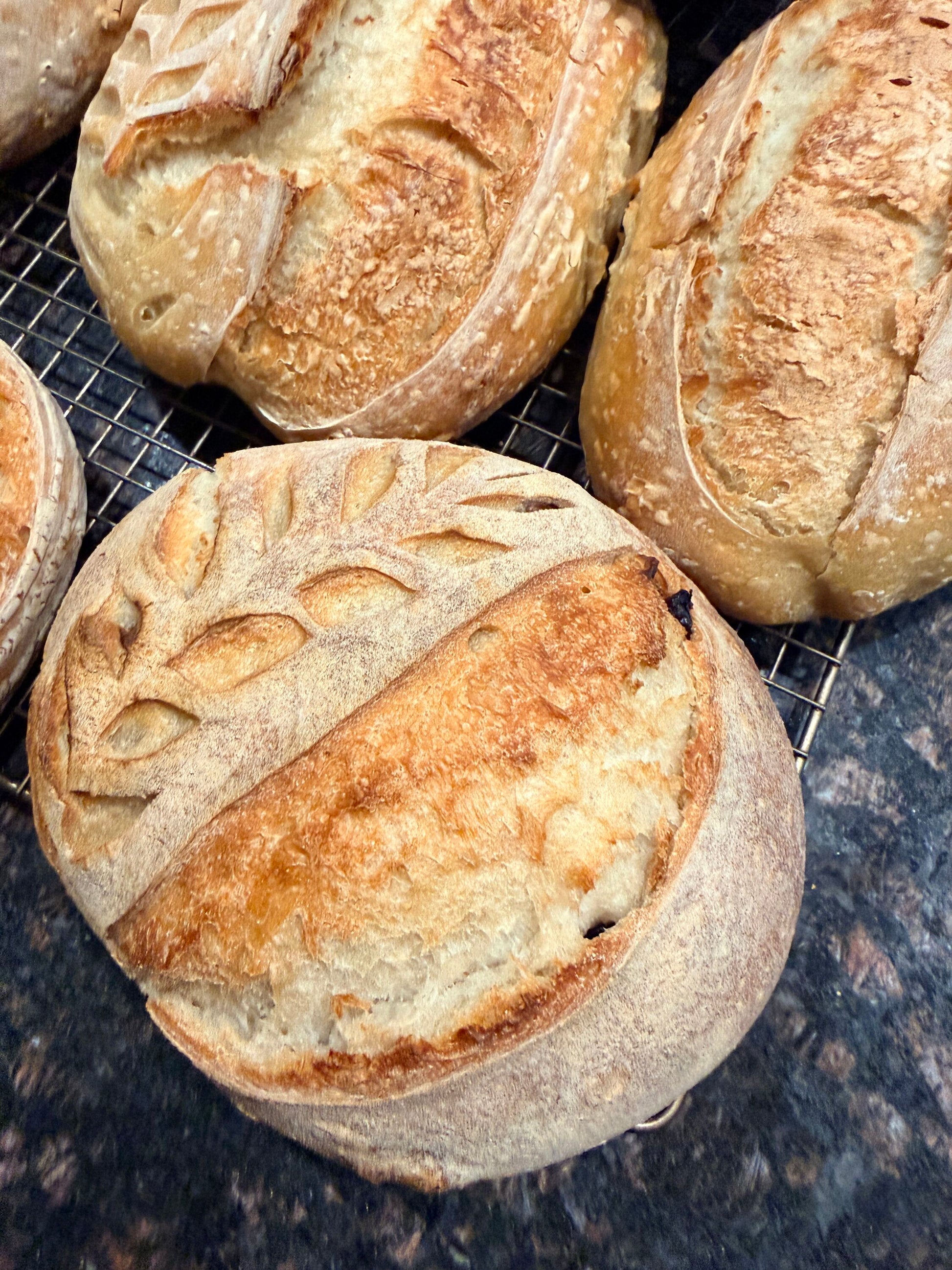 Artisan sourdough loaves baked with the ERNEY starter